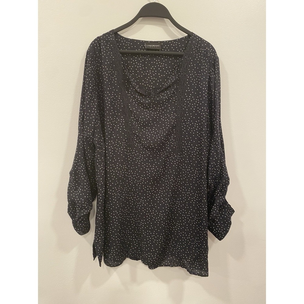 Lane Bryant Blouse black and white polkadot plus size top size 18